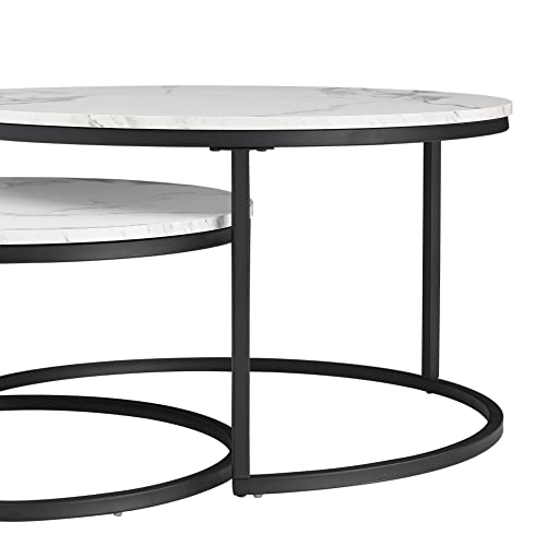Lot-de-2-Table-gigogne-BoisTable-Basse-Ronde-Style-Mdival-Table-Basse-en-Marbre-0-1