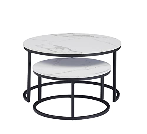 Symylife-Lot-de-2-Tables-gigognes-Rondes-avec-Pieds-en-mtal-0-0