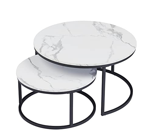 Symylife-Lot-de-2-Tables-gigognes-Rondes-avec-Pieds-en-mtal-0-1