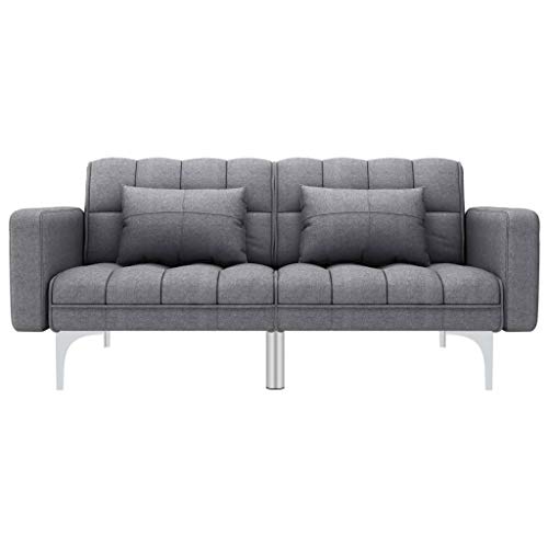 vidaXL-Canap-lit-Canap-Convertible-Sofa-de-Salon-Sofa-Convertible-Canap-de-Salon-Sofa-de-Salle-de-Sjour-Maison-Intrieur-Gris-Clair-Tissu-0-0