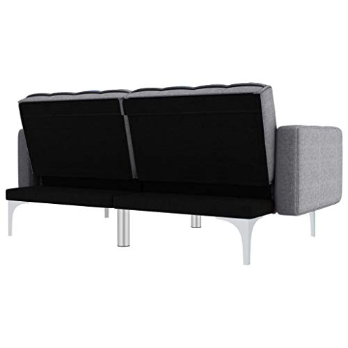 vidaXL-Canap-lit-Canap-Convertible-Sofa-de-Salon-Sofa-Convertible-Canap-de-Salon-Sofa-de-Salle-de-Sjour-Maison-Intrieur-Gris-Clair-Tissu-0-2