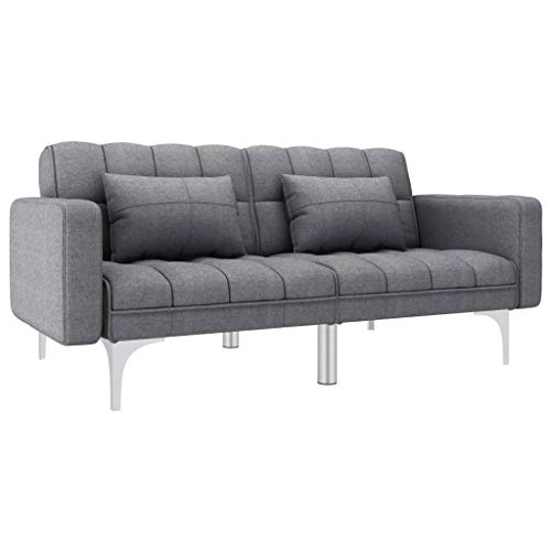 vidaXL-Canap-lit-Canap-Convertible-Sofa-de-Salon-Sofa-Convertible-Canap-de-Salon-Sofa-de-Salle-de-Sjour-Maison-Intrieur-Gris-Clair-Tissu-0