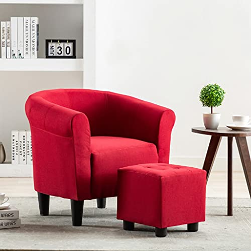 vidaXL-Fauteuil-Chaise-Chesterfield-Meuble-de-Salon-Salle-de-Sjour-Chambre--Coucher-Bureau-Maison-Intrieur-Rouge-Bordeaux-70x56x66-cm-Tissu-0-0
