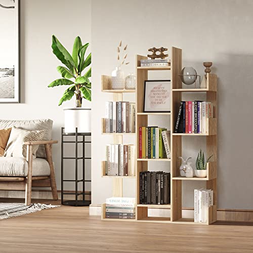 Bibliothque-tagre-sparation-Design-Contemporain-en-Arbre-dim-96L-x-30l-x-150H-cm-Panneaux-Particules-Aspect-chne-Clair-0-0