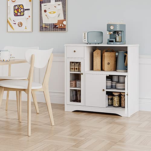 Buffet-Meuble-de-de-Rangement-pour-Four-Micro-Onde-Placard-de-Cuisine-avec-Portes-et-tagre-Rglable-Blanc-90-x-40-x-82-cm-0-0