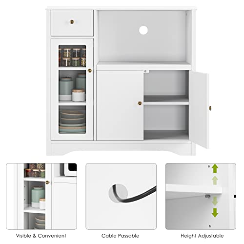 Buffet-Meuble-de-de-Rangement-pour-Four-Micro-Onde-Placard-de-Cuisine-avec-Portes-et-tagre-Rglable-Blanc-90-x-40-x-82-cm-0-1