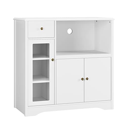 Buffet-Meuble-de-de-Rangement-pour-Four-Micro-Onde-Placard-de-Cuisine-avec-Portes-et-tagre-Rglable-Blanc-90-x-40-x-82-cm-0