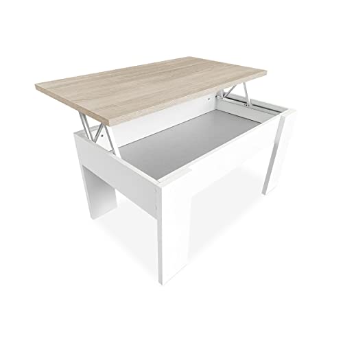 Durmete-Online-0-Table-Basse-relevable-Table-de-Salon-ou-Salle--Manger-Finition-Blanche-avec-Couvercle-Cambria-Dimensions-90-x-50-x-46-x-57-cm-0