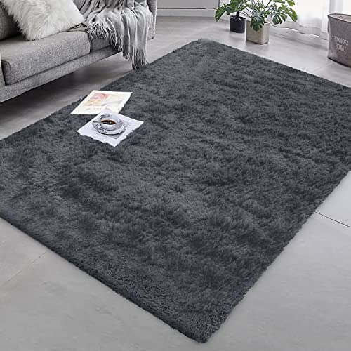 Granbest-Shaggy-Tapis--Poils-Longs-pour-Salon-Moderne--Poils-Courts-Moelleux-antidrapant-pour-ges-et-Enfants-120-x-170-cm-Gris-0
