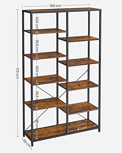 VASAGLE-Meuble-de-Rangement-5-Niveaux-tagre-Bibliothque-Enfant-pour-Salon-Chambre-Salle-de-Bain-Cuisine-Entre-Montage-Facile-Marron-Rustique-et-Noir-LLS155B01-0-2