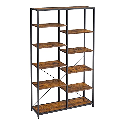 VASAGLE-Meuble-de-Rangement-5-Niveaux-tagre-Bibliothque-Enfant-pour-Salon-Chambre-Salle-de-Bain-Cuisine-Entre-Montage-Facile-Marron-Rustique-et-Noir-LLS155B01-0