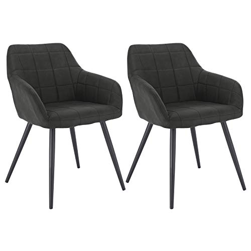 WOLTU-Lot-de-2-Chaises-de-Salle--Manger-avec-accoudoirs-Chaise-de-Salon-Structure-en-mtal-et-Assise-en-VeloursLinBH93-2-0