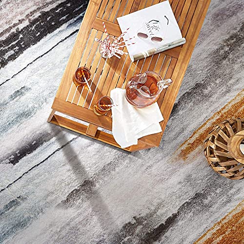 Calore-Tapis-Salon-Gris-Tapis-Chambre-Tapis-Poils-Ras-Style-Moderne-Tapis-Grand-Tapis-de-Salon-Tapis--Rayures-Abstraites-0-2