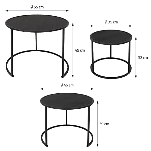 ML-Design-Set-3X-Tables-Gigognes-3-Tailles-35x32-cm45x39-cm55x45-cm-Plateau-Rond-Noir-MtalPanneau-Agglomr-MDF-Table-dAppoint-Embotable-Style-Industriel-Table-Decorative-de-Canap-Salon-0-2