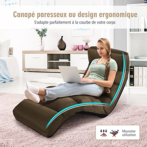 RELAX4LIFE-Chaise-Paresseuse-Rembourr-avec-Dossier-90-180et-Oreiller-Fauteuil-au-Sol-Pliable-en-Surface-Sude-Convient-au-Bureau-Lire-175-x-55-x-20CM-0-0