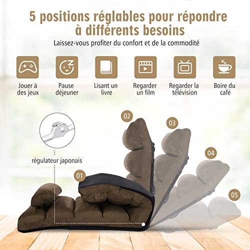 RELAX4LIFE-Chaise-Paresseuse-Rembourr-avec-Dossier-90-180et-Oreiller-Fauteuil-au-Sol-Pliable-en-Surface-Sude-Convient-au-Bureau-Lire-175-x-55-x-20CM-0-1