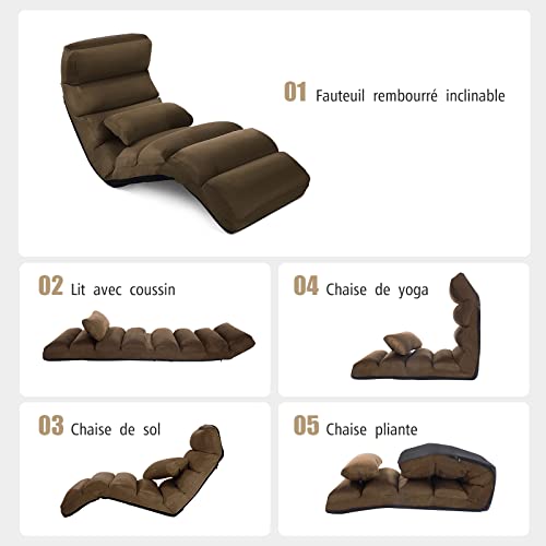 RELAX4LIFE-Chaise-Paresseuse-Rembourr-avec-Dossier-90-180et-Oreiller-Fauteuil-au-Sol-Pliable-en-Surface-Sude-Convient-au-Bureau-Lire-175-x-55-x-20CM-0-2
