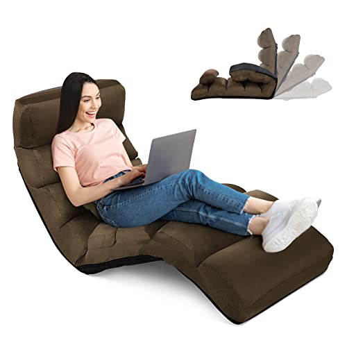 RELAX4LIFE-Chaise-Paresseuse-Rembourr-avec-Dossier-90-180et-Oreiller-Fauteuil-au-Sol-Pliable-en-Surface-Sude-Convient-au-Bureau-Lire-175-x-55-x-20CM-0