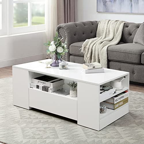 VOWNER-Table-Basse-Table-Basse-Moderne-Table-de-Salon-avec-2-Tiroirs-Multiples-Rangements-Table-de-Salon-95-x-55-x-37-cm-0