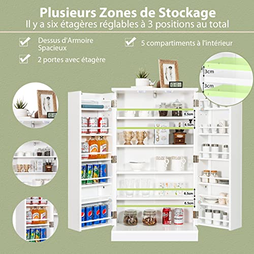 COSTWAY-Armoire-de-Cuisine-avec-14-tagre-Buffet--5-Niveaux-Meuble-de-Rangement-avec-Dispositif-Anti-Renversement-Blanc-0-1
