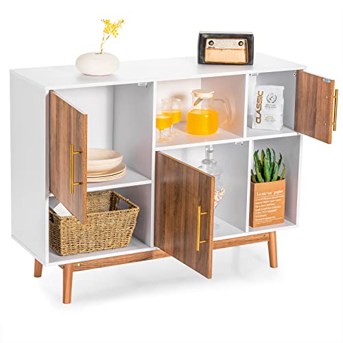 COSTWAY-Buffet-Meuble-de-Rangement-avec-3-Placards-et-3-tagres-Ouvertes-Meuble-de-Cuisine-avec-4-Pieds-Surlevs-Utilisation-Multifonctionnelle-pour-Salon-Salle--Manger-1015-x-33-x-775-cm-0