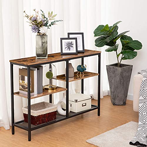 HOOBRO-Table-Console-Table-dappoint-Table-dentre-Bout-de-Canap-110-x-28-x-75-cm-Cadre-en-Mtal-pour-Salon-Bureau--Domicile-Marron-Rustique-EBF28XG01-0-0