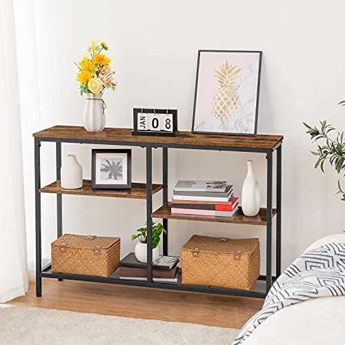 HOOBRO-Table-Console-Table-dappoint-Table-dentre-Bout-de-Canap-110-x-28-x-75-cm-Cadre-en-Mtal-pour-Salon-Bureau--Domicile-Marron-Rustique-EBF28XG01-0-1