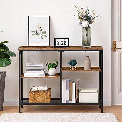 HOOBRO-Table-Console-Table-dappoint-Table-dentre-Bout-de-Canap-110-x-28-x-75-cm-Cadre-en-Mtal-pour-Salon-Bureau--Domicile-Marron-Rustique-EBF28XG01-0-2