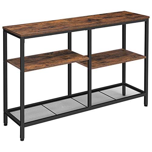 HOOBRO-Table-Console-Table-dappoint-Table-dentre-Bout-de-Canap-110-x-28-x-75-cm-Cadre-en-Mtal-pour-Salon-Bureau--Domicile-Marron-Rustique-EBF28XG01-0