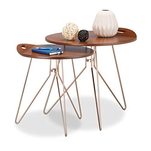 Relaxdays-Tables-dappoint-gigognes-lot-de-2-en-bois-cadre-mtal-design-rtro-noyer-table-basse-moderne-canap-marron-0