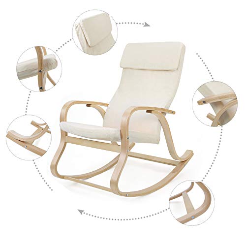 SONGMICS-Fauteuil--Bascule-en-Bois-de-Bouleau-Chaise-berante-avec-Oreiller-Housse-en-Coton-Capacit-de-Charge-120-kg-Beige-LYY30M-0-0
