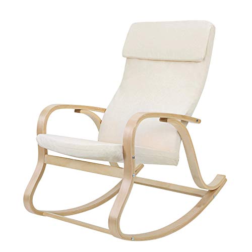 SONGMICS-Fauteuil--Bascule-en-Bois-de-Bouleau-Chaise-berante-avec-Oreiller-Housse-en-Coton-Capacit-de-Charge-120-kg-Beige-LYY30M-0
