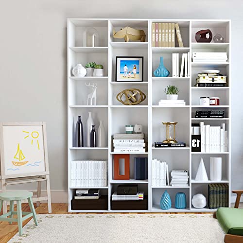 Support-CD-Rglable-en-Hauteur-tagre-DVD-Bibliothque-Systme-dtagre-Sparateur-de-Pice-avec-18-Compartiments-190x80x30cm-Blanc-0-1