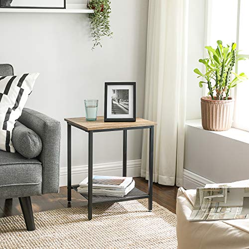 VASAGLE-Table-dappoint-Bout-de-canap-Structure-en-Acier-Robuste-pour-Salon-Chambre-Montage-Simple-Panneau-dagglomr-avec-placage-Marron-Miel-40-x-40-x-50-cm-0-0