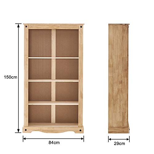 tagre-chelle-Bibliothque-en-MDF-Pin-Massif-Rangement-Livre-Fleur-4-tagres-pour-Salon-Bureau-84-x-29-x-150-cm-Bois-0-0
