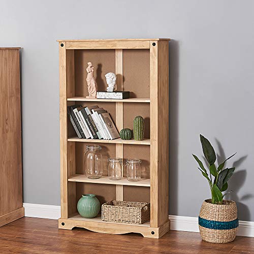 tagre-chelle-Bibliothque-en-MDF-Pin-Massif-Rangement-Livre-Fleur-4-tagres-pour-Salon-Bureau-84-x-29-x-150-cm-Bois-0-1