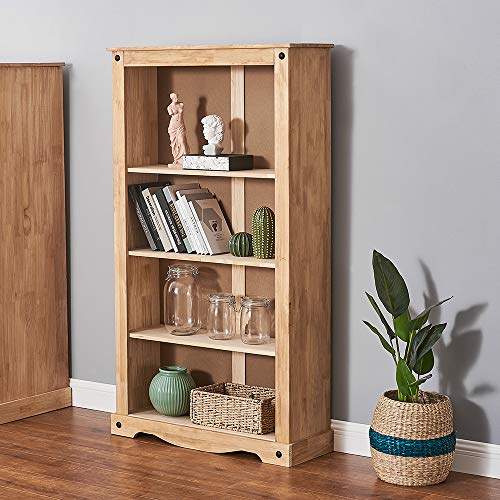 tagre-chelle-Bibliothque-en-MDF-Pin-Massif-Rangement-Livre-Fleur-4-tagres-pour-Salon-Bureau-84-x-29-x-150-cm-Bois-0-2