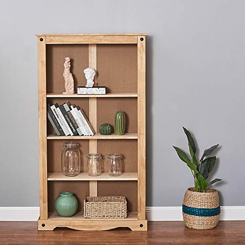tagre-chelle-Bibliothque-en-MDF-Pin-Massif-Rangement-Livre-Fleur-4-tagres-pour-Salon-Bureau-84-x-29-x-150-cm-Bois-0