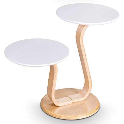 DREAMADE-Table-dAppoint-avec-2-Plateaux-Ronds-Table-Basse-de-Salon-en-Bois-Bout-de-Canap-avec-Pieds-Profils-et-Grande-Basse-Table-de-Chevet-Moderne-et-Scandinave-pour-Salon-Chambre-Balcon-0