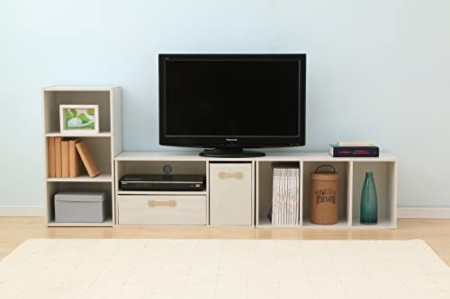 Iris-Ohyama-Meuble-tvMeuble-tv-scandinave-Meuble-teleMeuble-TV-en-bois-Modulable-Solide-Design-BureauChambreSalon-Module-Shelf-MDB-3S-Chne-Blanc-0-0