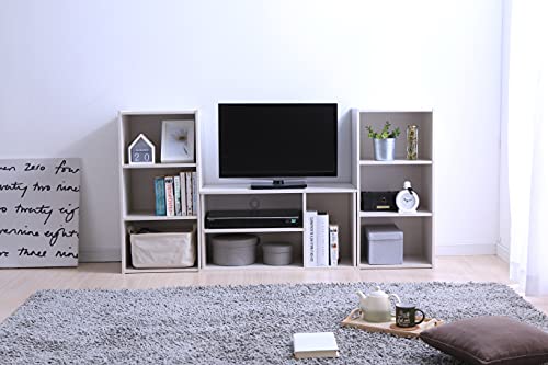 Iris-Ohyama-Meuble-tvMeuble-tv-scandinave-Meuble-teleMeuble-TV-en-bois-Modulable-Solide-Design-BureauChambreSalon-Module-Shelf-MDB-3S-Chne-Blanc-0-2