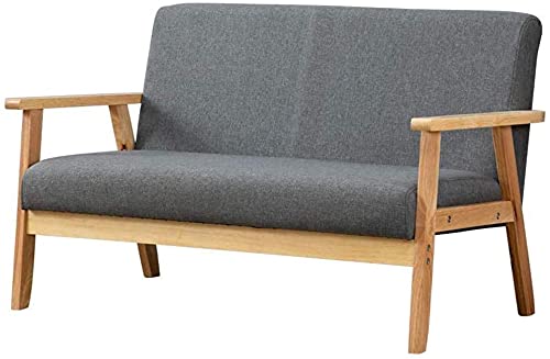 Dripex-Canap-2-Places-Fauteuil-Salon-Moderne-et-Scandinave-Cadre-en-Bois-Surface-en-Tissu-Lin-pour-Petit-Appartement-Chambre-Bureau-Salon-Gris-Fonc-Taille-de-113L67L75H-cm-0