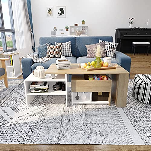 Meerveil-Bout-de-Canap-Table-dAppoint-Petite-Bois-Moderne-Scandinave-pour-Salon-et-Chambre-35x35x50cm-Blanc-et-Chne-0-1