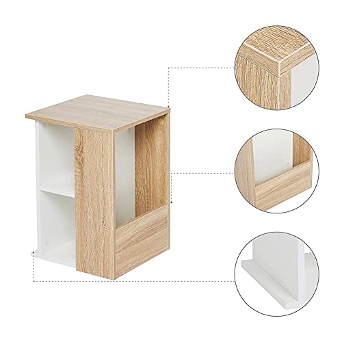 Meerveil-Bout-de-Canap-Table-dAppoint-Petite-Bois-Moderne-Scandinave-pour-Salon-et-Chambre-35x35x50cm-Blanc-et-Chne-0-2