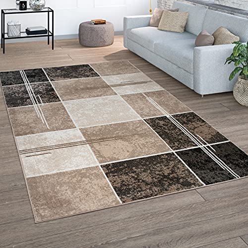 Paco-Home-Tapis-De-Salon-Tapis-Poils-Ras-Tapis-Vintage-Motifs-Modernes-Gomtriques-Marron-Beige-0
