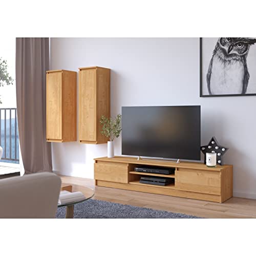 Commode-TV-K-160-Une-tagre-Ouverte-2-tagres-avec-Portes-abattantes--Gauche-et--Droite-H33-x-L160-x-P40-cm-Poids-30-kg-0-1