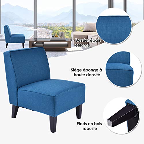Costway-Fauteuil-dAppoint-sans-Accoudoirs-Canap-Simple-Rembourr-avec-Pieds-en-Bois-de-Pin-Assise-Large-Idal-pour-E-Salon-la-Chambre-Le-Bureau-etc-0-1