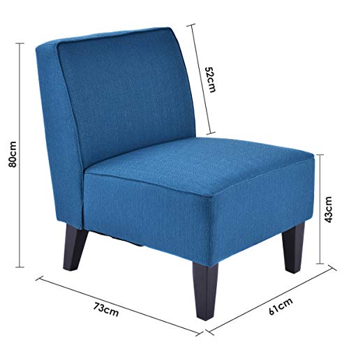 Costway-Fauteuil-dAppoint-sans-Accoudoirs-Canap-Simple-Rembourr-avec-Pieds-en-Bois-de-Pin-Assise-Large-Idal-pour-E-Salon-la-Chambre-Le-Bureau-etc-0-2