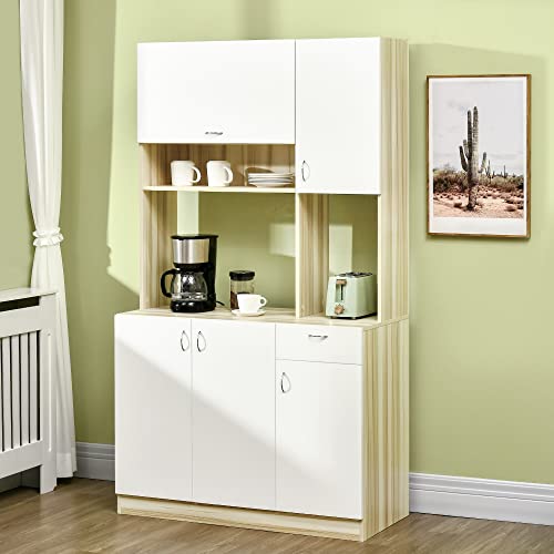 HOMCOM-Armoire-de-Cuisine-contemporaine-Armoire-de-Rangement-Buffet-Haut-5-Portes-1-tiroir-3-niches-102-x-48-x-180-cm-0-0