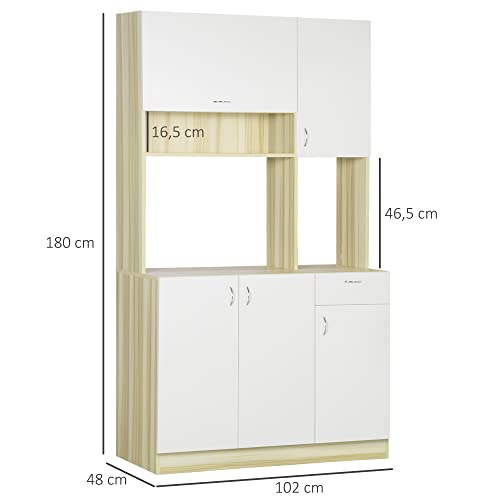 HOMCOM-Armoire-de-Cuisine-contemporaine-Armoire-de-Rangement-Buffet-Haut-5-Portes-1-tiroir-3-niches-102-x-48-x-180-cm-0-1